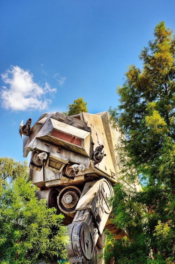 Visit Endor Imperial AT-AT guards the Star Wars area of Disney World