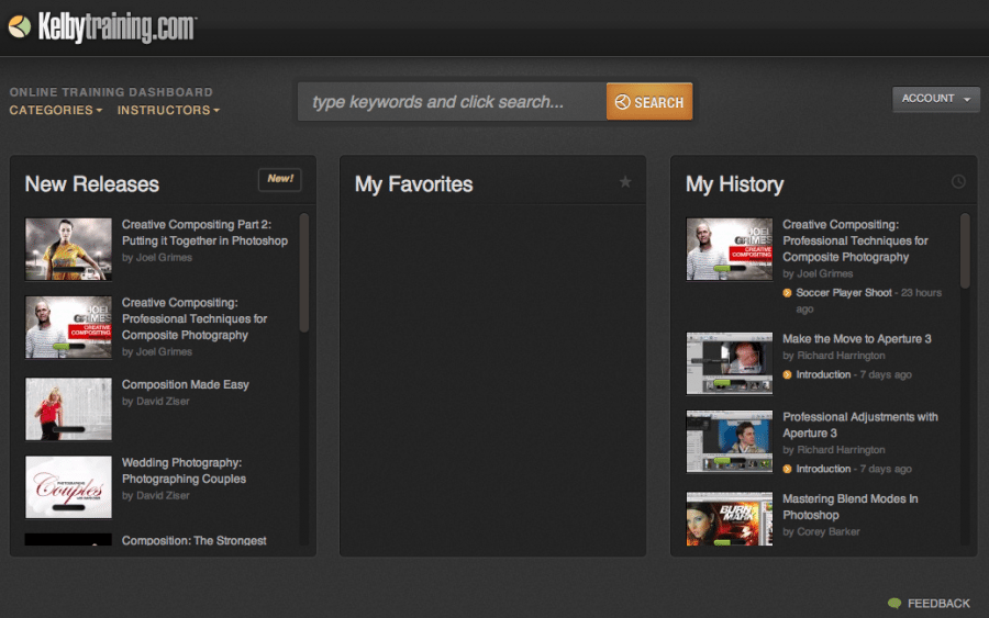 Kelby Training Online Dashboard