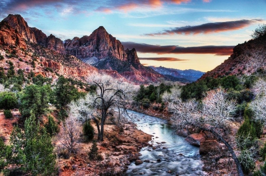 The Watchman in Zion National Park at sunset