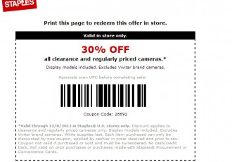 Staples Coupon 30% Discount