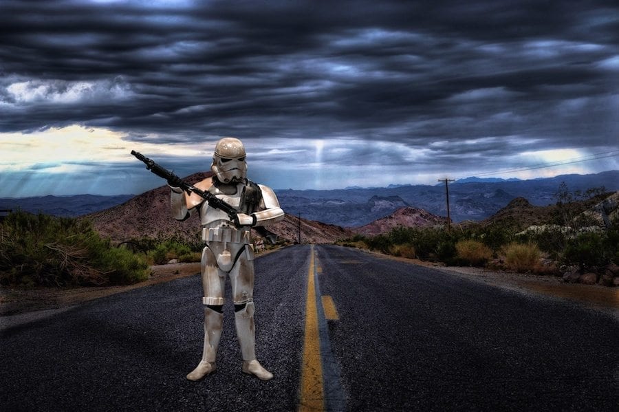 Stormtrooper in Nevada Desert
