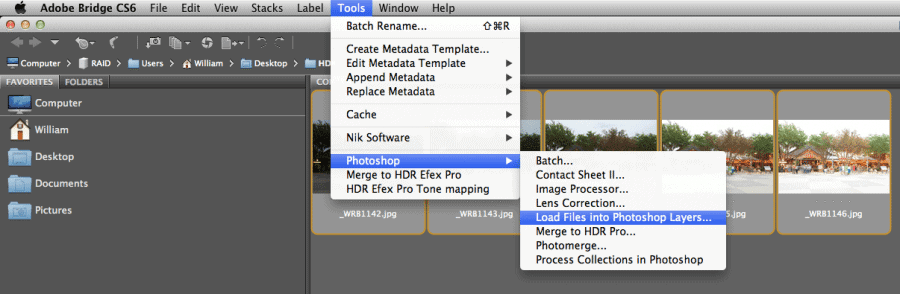 Adobe Bridge Menu