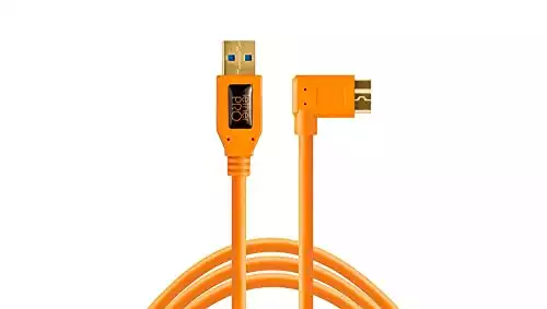 Tether Tools TetherPro USB 3.0 to Micro-B Right Angle Cable, 15' (4.6m), High-Visibility Orange