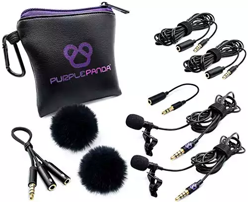 Purple Panda Dual Interview Lavalier Lapel Microphone Kit
